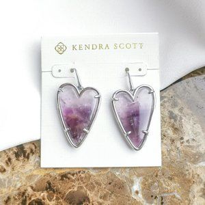 Silver Ansley Heart Amethyst Drop Earrings